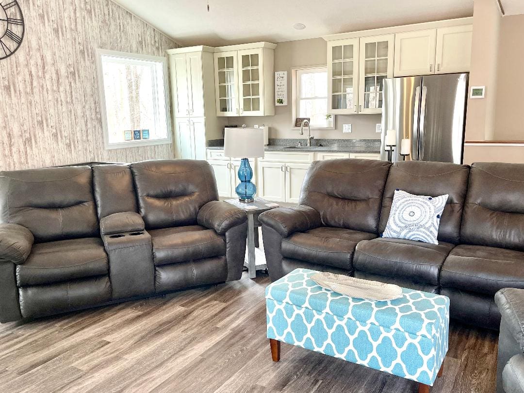 Shadowood Family Room with two black sofas